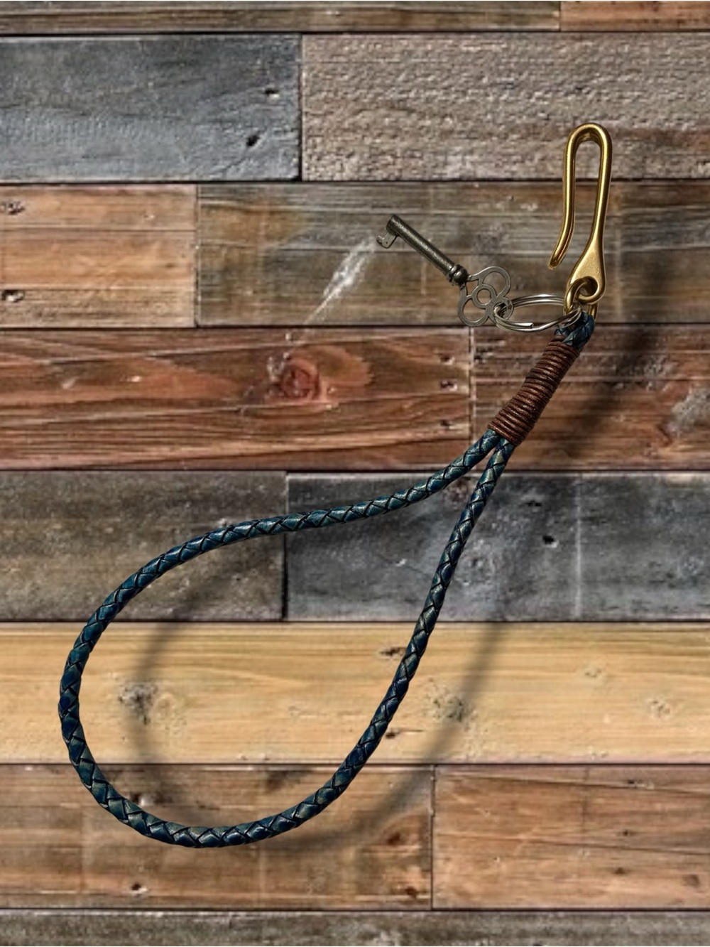 🔥🔥HAND CRAFTED INDIGO DYED LEATHER/ BRASS KEYCHAIN #6🔥🔥